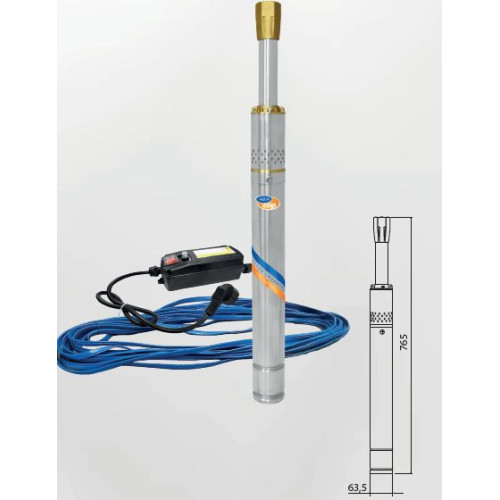 vřetenové čerpadlo pro vrtané studny Worm - rozměry