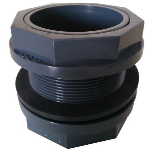 Stěnová průchodka krátká 75 mm – Šroubovací PVC komponent pro filtry