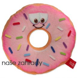 Hračka DOG FANTASY donut s obličejem růžový 12 cm